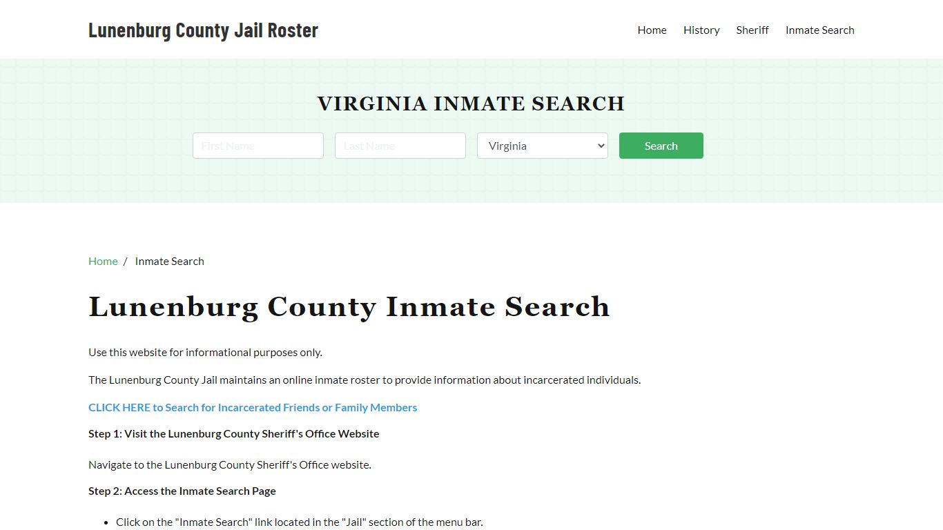 Lunenburg County, VA Detainee Lookup